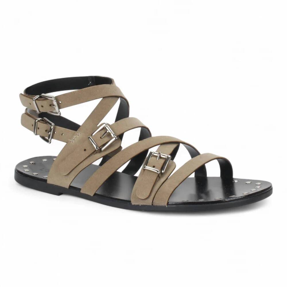 NEW LOVE RIO women's suede flat sandal in mushroom